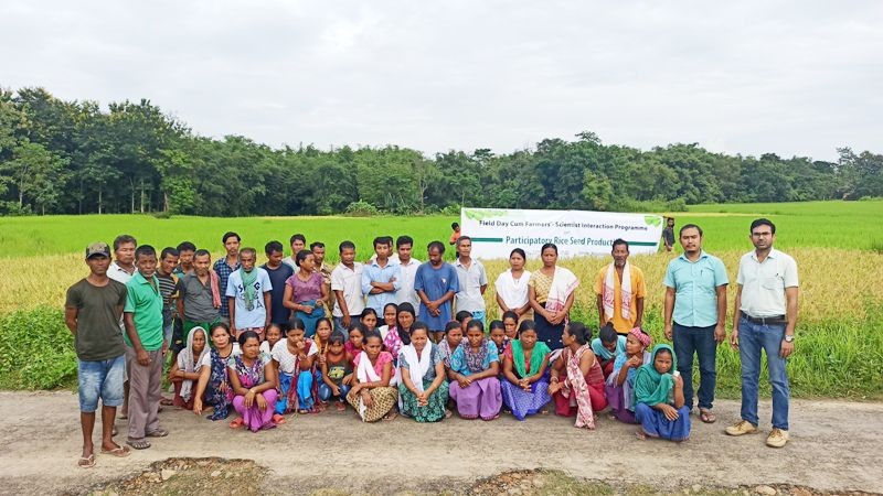 Participants with officials during the field day cum farmers’-scientist interaction programme on participatory rice seed production held at Amaluma village of Dimapur district on October 22.